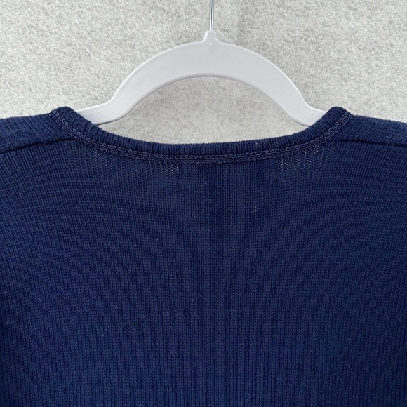 Vintage Counterparts Cardigan Sweater Womens SMALL Navy Blue Crested Logo Wool - Picture 10 of 14